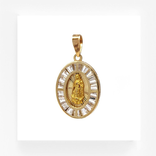 Medalla De Oro Amarillo 10k Virgen De Guadalupe Baguette