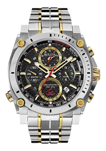 Reloj Bulova de acero plateado y dorado para hombre