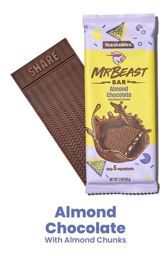 Mr. Beast Chocolate 1 Barra De Sabor Almond Chocolate