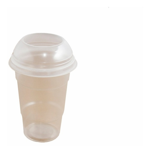 Vaso Plástico Frapuchino Con Tapa Para Cuchara X 100 Unid.