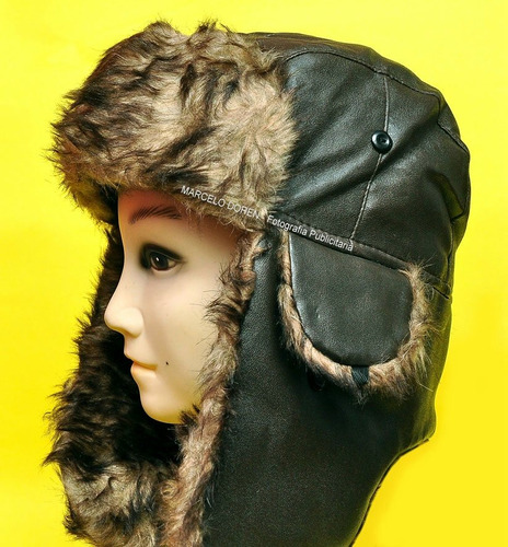 Gorro Ruso ( Eco Cuero ) Unisex - Modelo Aviador !!!