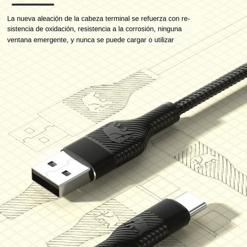 Cable De Carga Usb A Tipo C Negro De 1 M Para Android