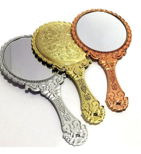  3 Espelho De Mão Princesa Provençal Dourado Prata Bronze