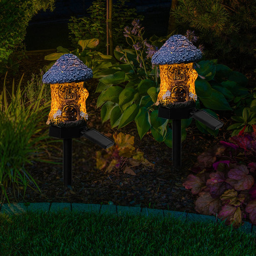 Nueva Lámpara De Suelo De Resina Solar, Luces De Jardín Para