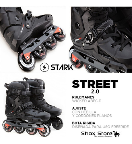 Imagen 6 de 10 de Rollers Stark Street Dark 2.0 Profesional Aluminio Slalom 80