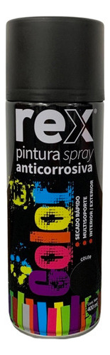 Pintura Aerosol Spray Anticorrosiva Secado Rápido Rex Color Negro