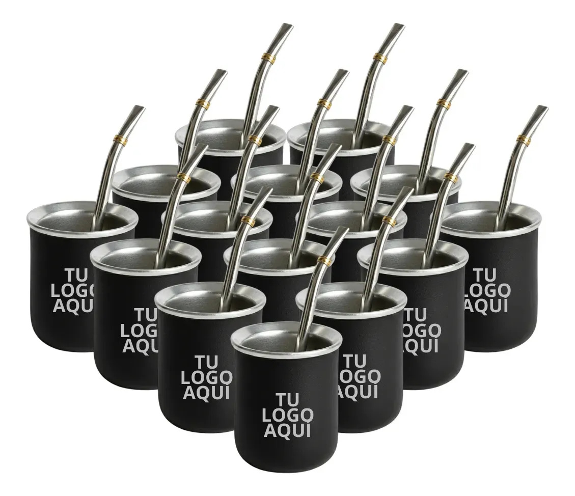 Mate De Acero Empresarial Souvenir X100 Personalizado Negro Personalizado