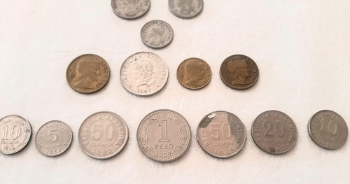 Lote 14 Monedas Argentinas. Décadas 20, 30, 40, 50 (Usado)