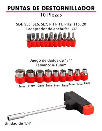 Desarmador Con Puntas Dados Kit De Herramienta Mecánica