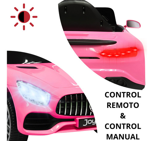 Montable Electrico Para Niños Mini Gt Luz Led Sonido 12v Rosa Joykoo
