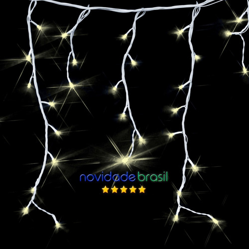 Imagem 4 de 5 de Cascata 400 Leds 10 Metros Branca Quente Natal Pisca Ou Fixa