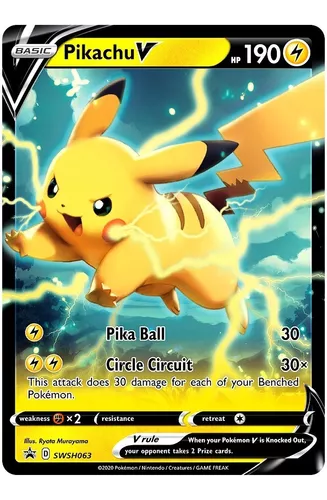 Carta Pokemon Pikachu V + 30 Cartas Vmax V Aliados Gx Shiny