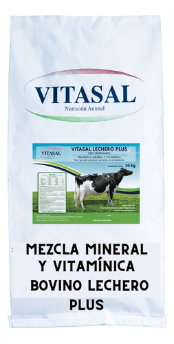 Sal Mineral Para Ganado Lechero Plus Vitasal 20 Kilos.