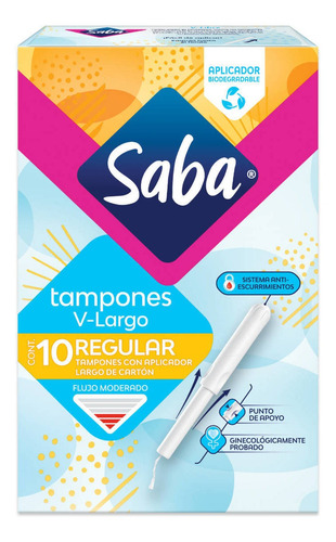 Tampones Saba Regulares Con Aplicador Largo 10 Tampones