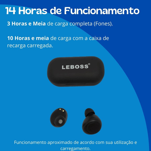 Imagem 3 de 6 de Fone De Ouvido In-ear Sem Fio Bluetooth 5.0 Lb-tws03 Leboss