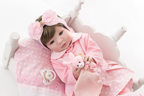 Imagem 4 de 9 de Bebe Reborn Boneca Realista Barata 53cm Pérolas Princesa