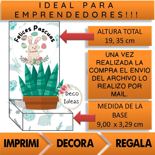 Imagen 4 de 6 de Kit Imprimible 03 Pascuas Caja Porta Huevo O Maceta + Tag
