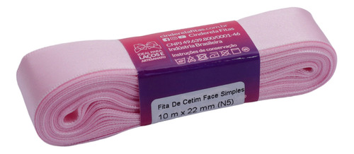 Fita Cetim Cinderela 22mm 10 Metros Laços Artesanato Cores Cor 011 ROSA