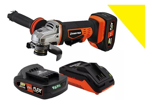Imagen 2 de 6 de Miniamoladora angular inalámbrica Dowen Pagio AAB18P de 50 Hz color naranja 220 V + accesorio