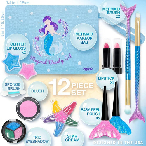 Imagen 2 de 5 de Set De Maquillaje Sirena Azul Magical Beauty