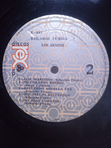 Lp Los Zenith Bailamos Cumbia? Discos Rex 1975 A 33 Rpm (Usado)