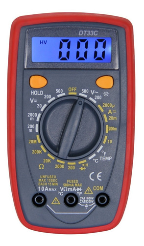 Multimetro Tester Digital Ts33c Temperatura Vol Amp Res Diod