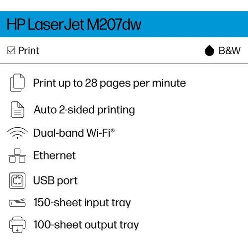 Impresora Hp Laserjet M207dw Laser Inalámbrica En Blanco Y N