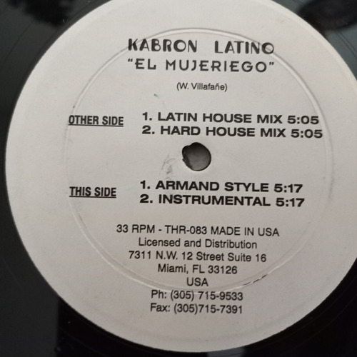 Vinilo Maxi Kabron Latino.el Mujeriego! Latín House.importad