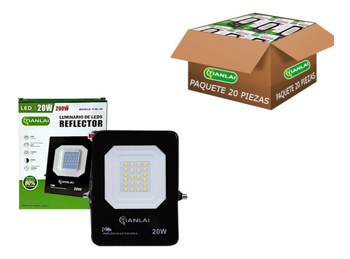 Paquete 20pz Reflector 20w Ilumina 200w Super Slim 18000lm