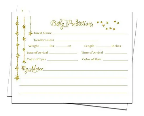 Tarjetas De Predicción Baby Shower Estrella Brillante Blanca