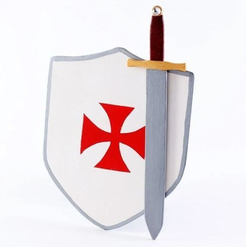 Espada + Escudo Grande Caballero Templario Juguete Madera 