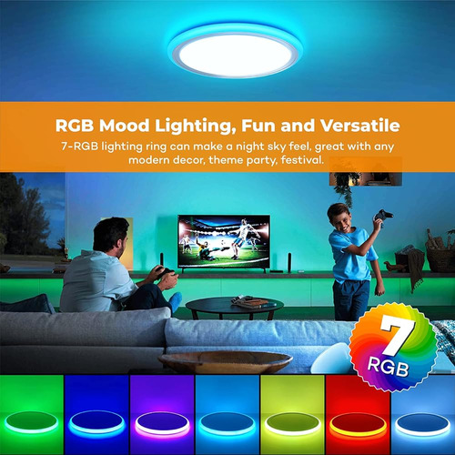 Blnan Rgb Led Flush Mount Plafón Con Control Remoto, 13inch 