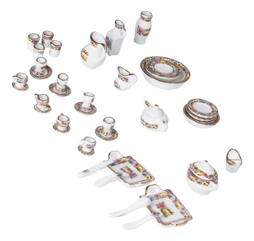 Juego De Tazas De Té En Miniatura 1:12 Con Decoración De Sim