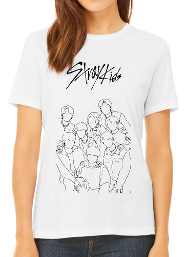 Polera Stray Kids Silueta Skz Kpop Stay Niños Adultos Blanca