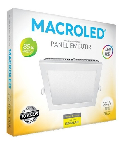 Panel Embutido Flat Cuadrado Macroled 24w Frio Pac24cw