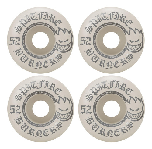 Ruedas De Skate Spitfire Burners 52mm 99a Blanco/plateado