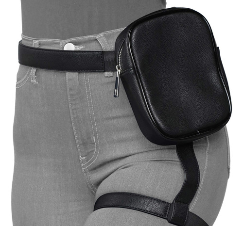 Pander Leg Bag Mujer Nova Fashion Riñonera Cuero Negro Mujer