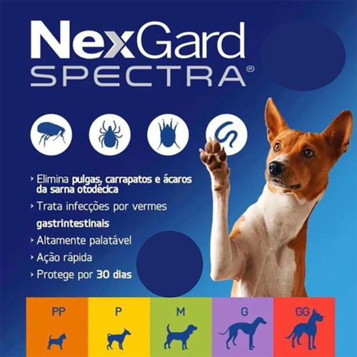 Nexgard Spectra Antipulgas Para Cães 7,6 A 15kg 3 Tabletes Verde