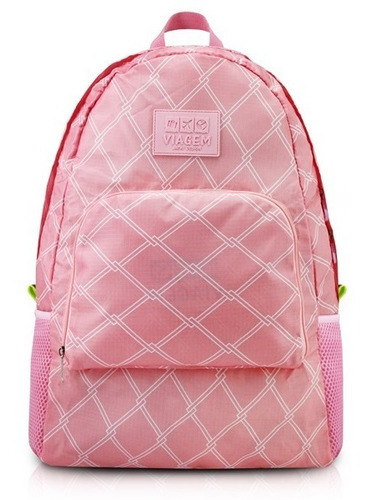 Mochila Dobrável Estampada Viagem Jacki Design Arh19813 Cor Rosa-claro