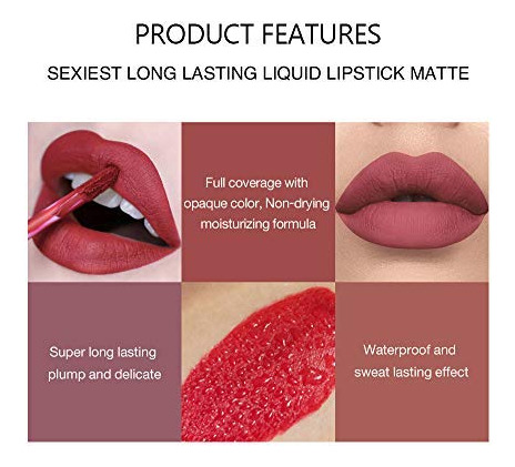 6pcs Lápiz Labial Líquido Mate Set De Maquillaje,...
