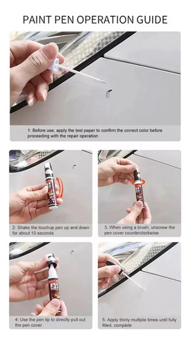 Pintura Repara Coche Auto Permanente 2 En 1 Pincel Lapiz Gris / Silver