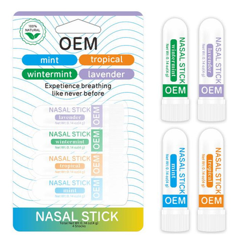 Barra Nasal De Larga Duración Con Efecto Refrescante, 4 Unid
