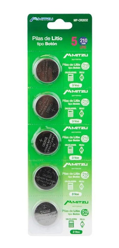 Mitzu Mp-cr2032 Bateria De Litio 3v 180mah Paq. C/5 Pzas