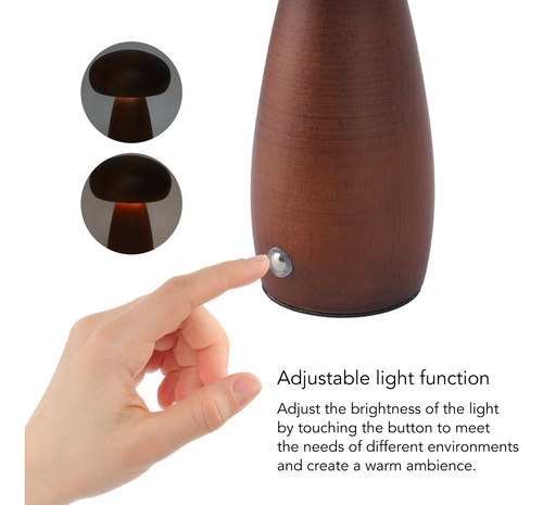 Mesa De Carga Usb Wood Mushroom Con Control Táctil