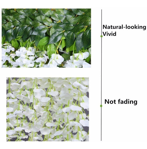 Imagen 3 de 5 de Flores Artificiales Seda Wisteria Colgante Blanca Para Boda
