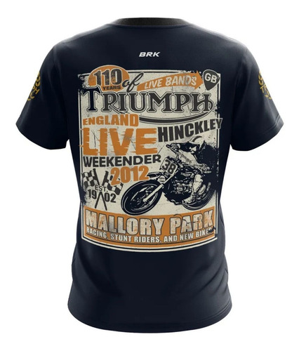 Imagem 2 de 3 de Camiseta Brk Motociclismo Triumph Azul Escuro Com Fpu 50+