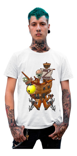 Panda Playera Blanca Plantas Vs Zombies Zombidito Zomboss