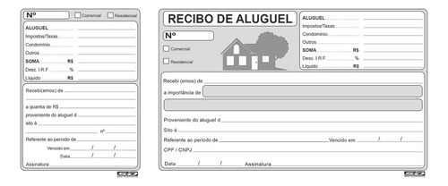 Bloco Recibo De Aluguel São Domingos Com Canhoto 215mmx94mm