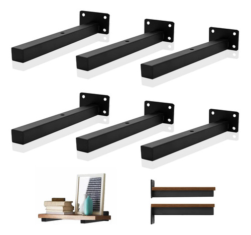 10 Inch Black Shelf Bracket,potaosey 6pc Heavy Duty Metal