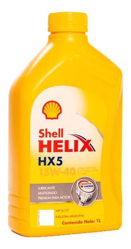 Aceite De Motor Shell Helix Hx5 15w40 - Mineral X 1 Litro